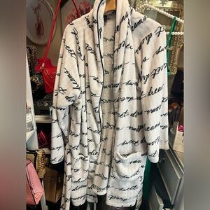 Victoria's Secret White and Black Script Robe